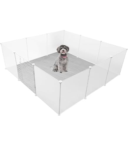 Amazon | ペットフェンス 12枚セット透明パネル 自由 組み立て 簡単 犬